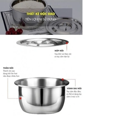 Bộ 5 nồi inox cao cấp My Home 16-24cm - Thiết kế bền bỉ, giá ưu đãi 116.500đ