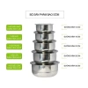 Bộ 5 nồi inox không quai, thố & hộp tròn - Xếp gọn, dùng bếp từ, giá chỉ 125k 2