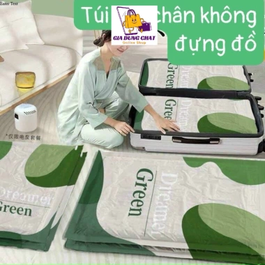 Bộ 5 túi hút chân không kèm bơm điện Đựng quần áo, chăn màn gọn gàng tiện lợi