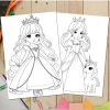 Bộ 50 Giấy Tranh Tô Màu Anime Chibi Công Chúa A4 A5 - Đồ chơi giáo dục, chỉ 15.000 VND