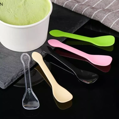 Bộ 50 Mini Nhựa Thìa Vàng Hồng - Thìa Thạch, Kem, Tráng Miệng, Khai Vị Dự Tiệc NS