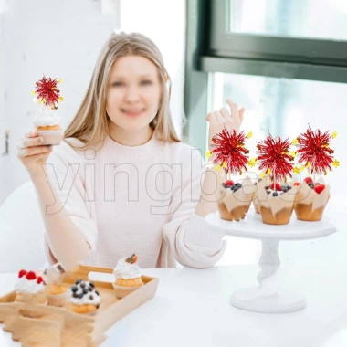 Bộ 50 Pháo Hoa Cupcake Toppers Trang Trí Bánh Giáng Sinh Năm Mới Thực Phẩm An Toàn Giá 25.570 VND