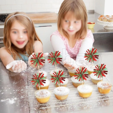 Bộ 50 Pháo Hoa Cupcake Toppers Trang Trí Bánh Giáng Sinh Năm Mới Thực Phẩm An Toàn Giá 25.570 VND