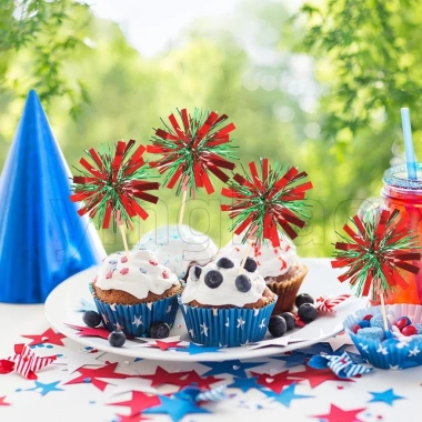 Bộ 50 Pháo Hoa Cupcake Toppers Trang Trí Bánh Giáng Sinh Năm Mới Thực Phẩm An Toàn Giá 25.570 VND