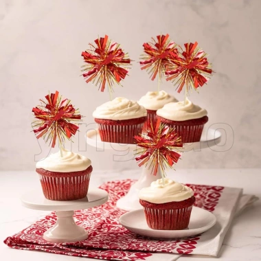 Bộ 50 Pháo Hoa Cupcake Toppers Trang Trí Bánh Giáng Sinh Năm Mới Thực Phẩm An Toàn Giá 25.570 VND