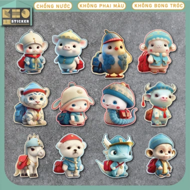 Bộ 50 Sticker Tết chống nước ST252 - Dán mũ bảo hiểm, điện thoại, laptop, guitar, vali - Giá chỉ 30.000₫