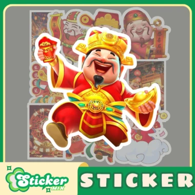 Bộ 50 sticker Thần Tài May Mắn chống nước, trang trí sổ tay, vali, quà tặng 19.000₫
