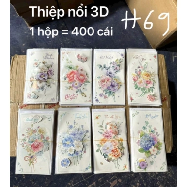 Bộ 50 thiệp 3D chúc mừng và phong bì ngày 8/3,20/10,20/11 - KT 21x11cm, 184.565 VND