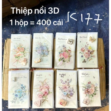 Bộ 50 thiệp 3D chúc mừng và phong bì ngày 8/3,20/10,20/11 - KT 21x11cm, 184.565 VND