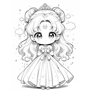 Bộ 50 Tờ Tranh Tô Màu Anime Chibi Bé Gái Cute Khổ A4 A5 - Giá chỉ 19.900 VND