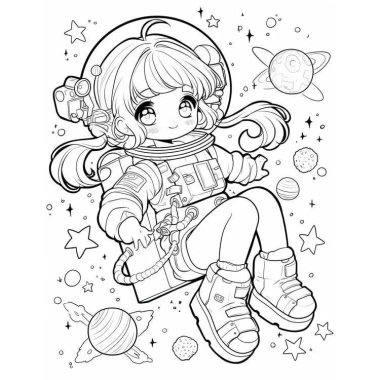 Bộ 50 Tờ Tranh Tô Màu Anime Chibi Bé Gái Cute Khổ A4 A5 - Giá chỉ 19.900 VND