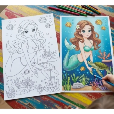 Bộ 50 Trang Tranh Tô Màu Công Chúa Cute Khổ A4-A5 - Phát Triển Sáng Tạo Bé