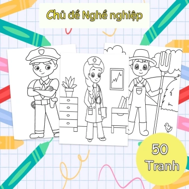 Bộ 50 Tranh Giấy Tô Màu Nghề Nghiệp cho Bé, Đồ Chơi Thủ Công Trí Tuệ, 19.900₫ 2