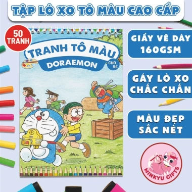 Bộ 50 Tranh Tô Màu Doraemon - Giấy Cao Cấp, Phát Triển Năng Khiếu Bé, Giá 25.000