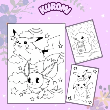 Bộ 50 tranh tô màu hoạt hình hottrend Pikachu Pokemon ngộ nghĩnh cho bé trai, bé gái - 24.500đ