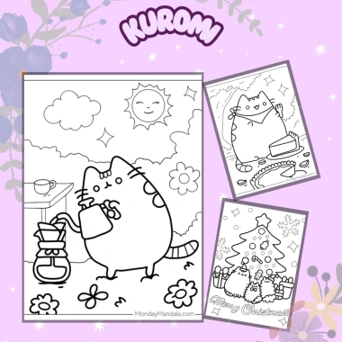 Bộ 50 tranh tô màu hoạt hình hottrend Pusheen - Mèo ngộ nghĩnh cho bé trai, bé gái, giá ưu đãi 25.000 VND