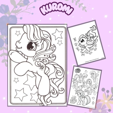 Bộ 50 tranh tô màu hoạt hình Ngựa 1 sừng Pony ngộ nghĩnh cho bé trai và bé gái giá chỉ 25.000đ