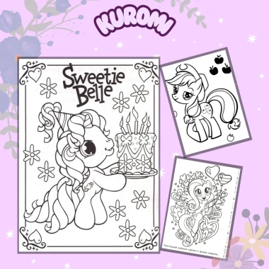 Bộ 50 tranh tô màu hoạt hình Ngựa 1 sừng Pony ngộ nghĩnh cho bé trai và bé gái giá chỉ 25.000đ