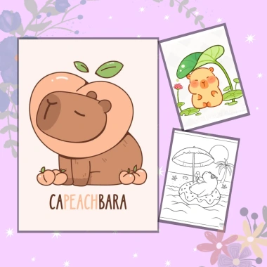 Bộ 50 tranh tô màu hottrend hoạt hình ngộ nghĩnh cho bé Quái vật Capybara 25.000đ 2