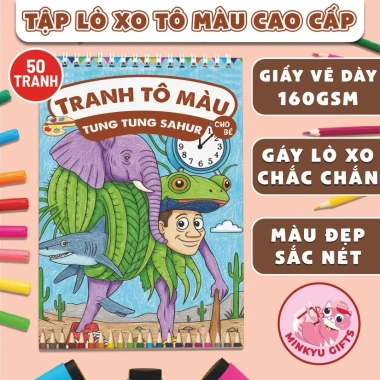Bộ 50 Tranh Tô Màu Sahur - Giấy cao cấp, sáng tạo, năng khiếu bé - 25.000