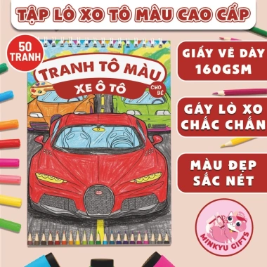Bộ 50 Tranh Tô Màu Xe Ô Tô - Giấy chất lượng, nâng năng khiếu sáng tạo cho bé, giá 25.000đ