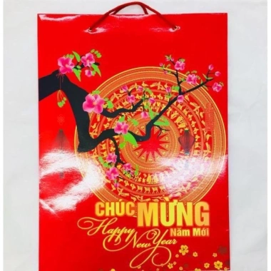 Bộ 50 túi giấy in chúc mừng năm mới - Giá ưu đãi 330.000đ, chất liệu bền, in sắc nét, phù hợp Tết