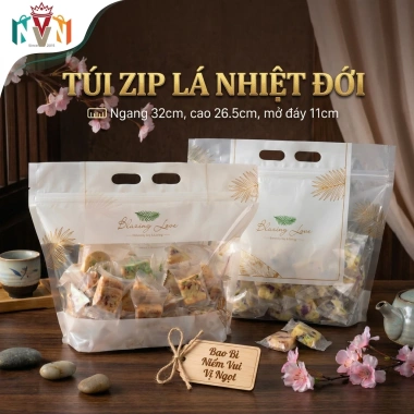 Bộ 50 Túi Zip Đựng Sandwich, Bánh Mì Gối, Thiết Kế Lá Nhiệt Đới, Giá 140k