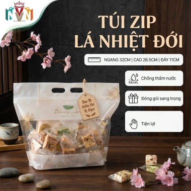 Bộ 50 Túi Zip Đựng Sandwich, Bánh Mì Gối, Thiết Kế Lá Nhiệt Đới, Giá 140k