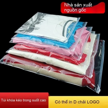 Bộ 50 túi zipper nhựa PE trong suốt dày hơn – Đóng gói và lưu trữ quần áo, 56.549đ