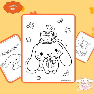 Bộ 50/25/10 tờ tranh tô màu Cinnamoroll cho bé, giấy A4 A5 70gsm, giá 13.100₫