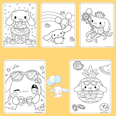 Bộ 50/25/10 tờ tranh tô màu Cinnamoroll cho bé, giấy A4 A5 70gsm, giá 13.100₫