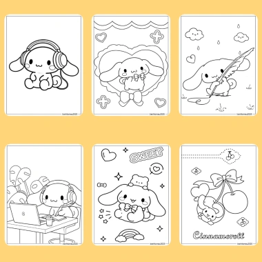 Bộ 50/25/10 tờ tranh tô màu Cinnamoroll cho bé, giấy A4 A5 70gsm, giá 13.100₫