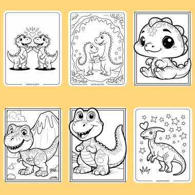 Bộ 50/25/10 tờ tranh tô màu khủng long Dinosaur cho bé Giấy A4/A5 dày 160gsm giá 22.800₫ 3