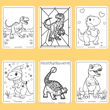 Bộ 50/25/10 tờ tranh tô màu khủng long Dinosaur cho bé Giấy A4/A5 dày 160gsm giá 22.800₫ 7