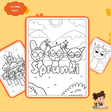Bộ 50/25/10 tờ tranh tô màu Sprunki, A4-A5 160gsm - Giá chỉ 22.800 VND