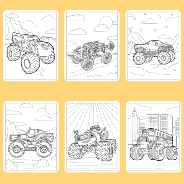 Bộ 50/25/10 tờ tranh tô màu xe tải Monster Truck A4 A5 70gsm MT871T Giá 13.100₫