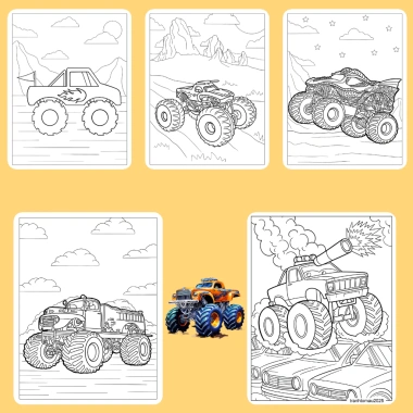 Bộ 50/25/10 tờ tranh tô màu xe tải Monster Truck A4 A5 70gsm MT871T Giá 13.100₫