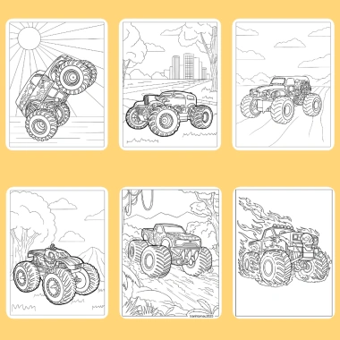 Bộ 50/25/10 tờ tranh tô màu xe tải Monster Truck A4 A5 70gsm MT871T Giá 13.100₫