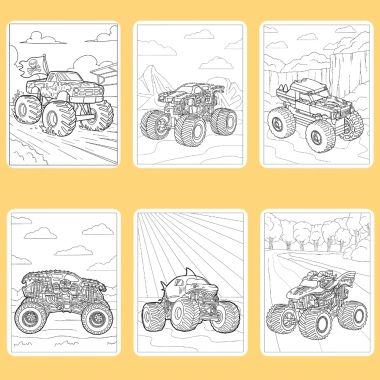 Bộ 50/25/10 tờ tranh tô màu xe tải Monster Truck A4 A5 70gsm MT871T Giá 13.100₫