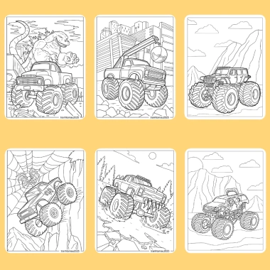 Bộ 50/25/10 tờ tranh tô màu xe tải Monster Truck A4 A5 70gsm MT871T Giá 13.100₫