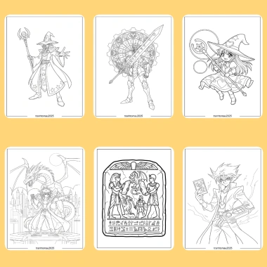 Bộ 50/25/10 tờ tranh tô màu Yu-Gi-Oh! cho bé - giấy A4/A5 dày 160gsm, giảm giá 22.8k 3