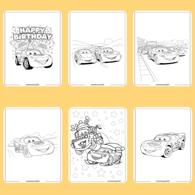 Bộ 50/25/10 tranh tô màu Lightning McQueen cho bé, giấy A4 A5 70gsm, giá ưu đãi 13.100đ