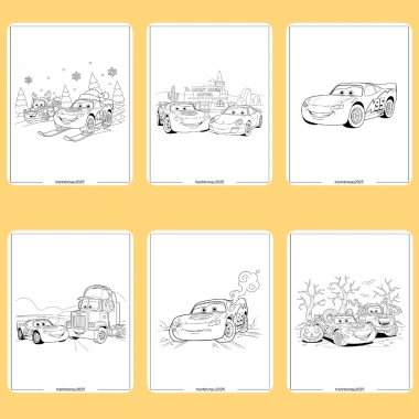 Bộ 50/25/10 tranh tô màu Lightning McQueen cho bé, giấy A4 A5 70gsm, giá ưu đãi 13.100đ