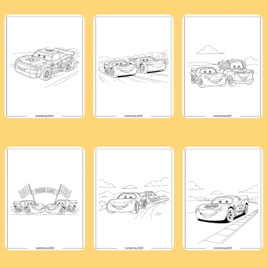 Bộ 50/25/10 tranh tô màu Lightning McQueen cho bé, giấy A4 A5 70gsm, giá ưu đãi 13.100đ
