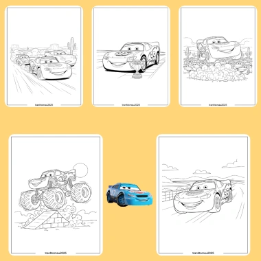 Bộ 50/25/10 tranh tô màu Lightning McQueen cho bé, giấy A4 A5 70gsm, giá ưu đãi 13.100đ