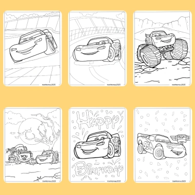 Bộ 50/25/10 tranh tô màu Lightning McQueen cho bé, giấy A4 A5 70gsm, giá ưu đãi 13.100đ