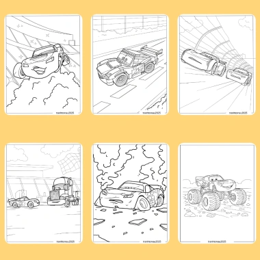 Bộ 50/25/10 tranh tô màu Lightning McQueen cho bé, giấy A4 A5 70gsm, giá ưu đãi 13.100đ