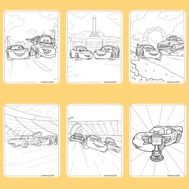 Bộ 50/25/10 tranh tô màu Lightning McQueen cho bé, giấy A4 A5 70gsm, giá ưu đãi 13.100đ