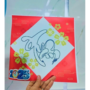 Bộ 5/10 giấy thư pháp Tết Xuân: Phúc Lộc Thọ Tâm Nhẫn Đức Trí Tài - Giá 45.000 VND