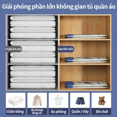 Bộ 5/6/8/10 Túi hút chân không dày, chống rò rỉ - Lưu trữ quần áo, chăn, Rò khí đổi mới, Giá ưu đãi 110.160 VND
